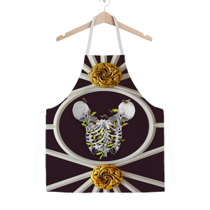 Versailles Gilded Skull Divergence Golden Whispers- Classic French Gothic Apron in Muted Eggplant Wine | Le Leanian™
