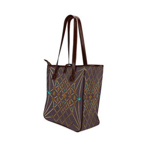 Gilded Bees & Ribs- Classic French Gothic Upscale Tote Bag in Muted Eggplant Wine | Le Leanian™