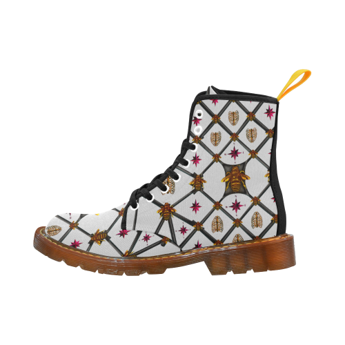 Bee Divergent Dark Ribs & Magenta Stars- Women's French Gothic Combat  Boots in Lightest Gray | Le Leanian™