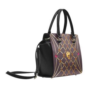 Skull & Honeycomb- Classic French Gothic Satchel Handbag in Muted Eggplant Wine | Le Leanian™