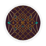 Bee Divergence Gilded Ribs & Teal Stars- Circular French Gothic Medallion Beach Throw in Eggplant Wine | Le Leanian™