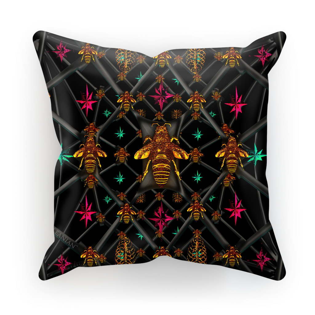 Bee Divergent Abstract- French Gothic Satin & Suede Pillowcase in Back to Black | Le Leanian™