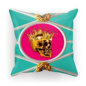 Versailles Golden Skull & Crown Pillowcase- in Blue & Fuchsia Pink