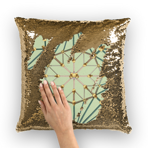 Skull Cathedral- French Gothic Sequin Pillowcase or Throw Pillow in Pale Green | Le Leanian™