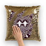 Gold Sequin Baroque Honey BEE PATTERN-Pillow Case-Throw Pillow-Color EGGPLANT WINE, WINE RED & WHITE