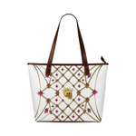 Skull and Magenta Stars-Honey Bee Pattern- Classic Shoulder Tote in Color White