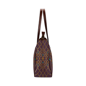 Gilded Bees & Ribs- Classic French Gothic Upscale Tote Bag in Eggplant Wine | Le Leanian™