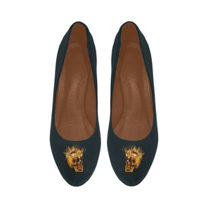 Navy Skull and Crucifix Women's High Heel Shoes.