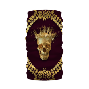 Morf SCARF- GOLD SKULL CROWN-GOLD WREATH-Color EGGPLANT WINE, WINE RED, BURGUNDY, PURPLE
