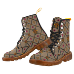 Women's Marten Style Military Boot- BEE RIBS STAR Pattern-Color Cocoa, clay, brown, camel, neutral