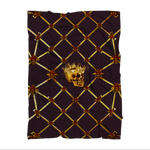 Skull Gilded Honeycomb & Jade Star- Classic French Gothic Fleece Blanket in Muted Eggplant Wine | Le Leanian™