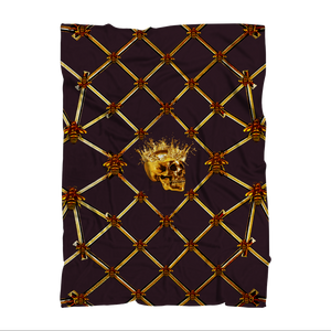 Skull Gilded Honeycomb & Jade Star- Classic French Gothic Fleece Blanket in Muted Eggplant Wine | Le Leanian™