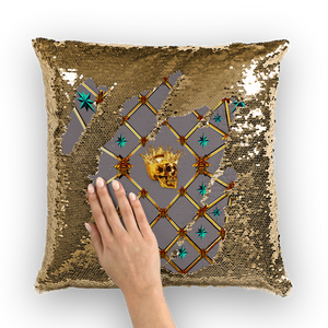 French Gothic Honey Bee & Rib Star Pattern-Sequin Pillowcase & Throw Pillow-Lavender Steel Purple