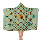 Skull Gilded Honeycomb & Jade Stars- Adult & Youth Hooded Fleece Blanket in Pastel | Le Leanian™