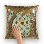 French Gothic Honey Bee & Rib Pattern-Sequin Pillowcase & Throw Pillow- Pastel Blue