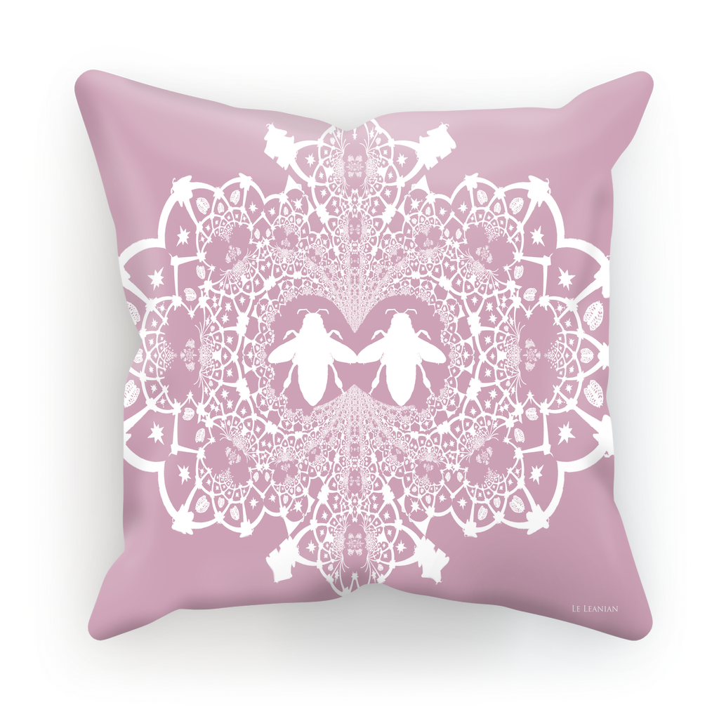 Baroque Honey Bee Relief Satin Pillowcase- Blush Lavender Pink