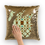 Sequin Gold Pillowcase & Throw Pillow-French Gothic Honey Bee & Rib Print- Light Green