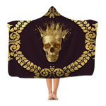 Caesar Gilded Skull- Adult & Youth Classic French Gothic Hooded Fleece Blanket in Muted Eggplant Wine | Le Leanian™