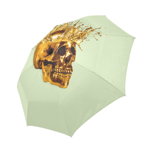 Cirque- Circus Metallic Gold Skull Umbrella- in Color Solid Pale PASTEL GREEN