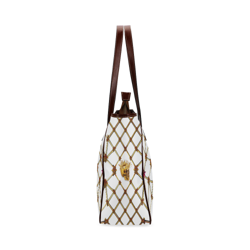 Skull & Honeycomb- Classic French Gothic Upscale Tote Bag in White | Le Leanian™