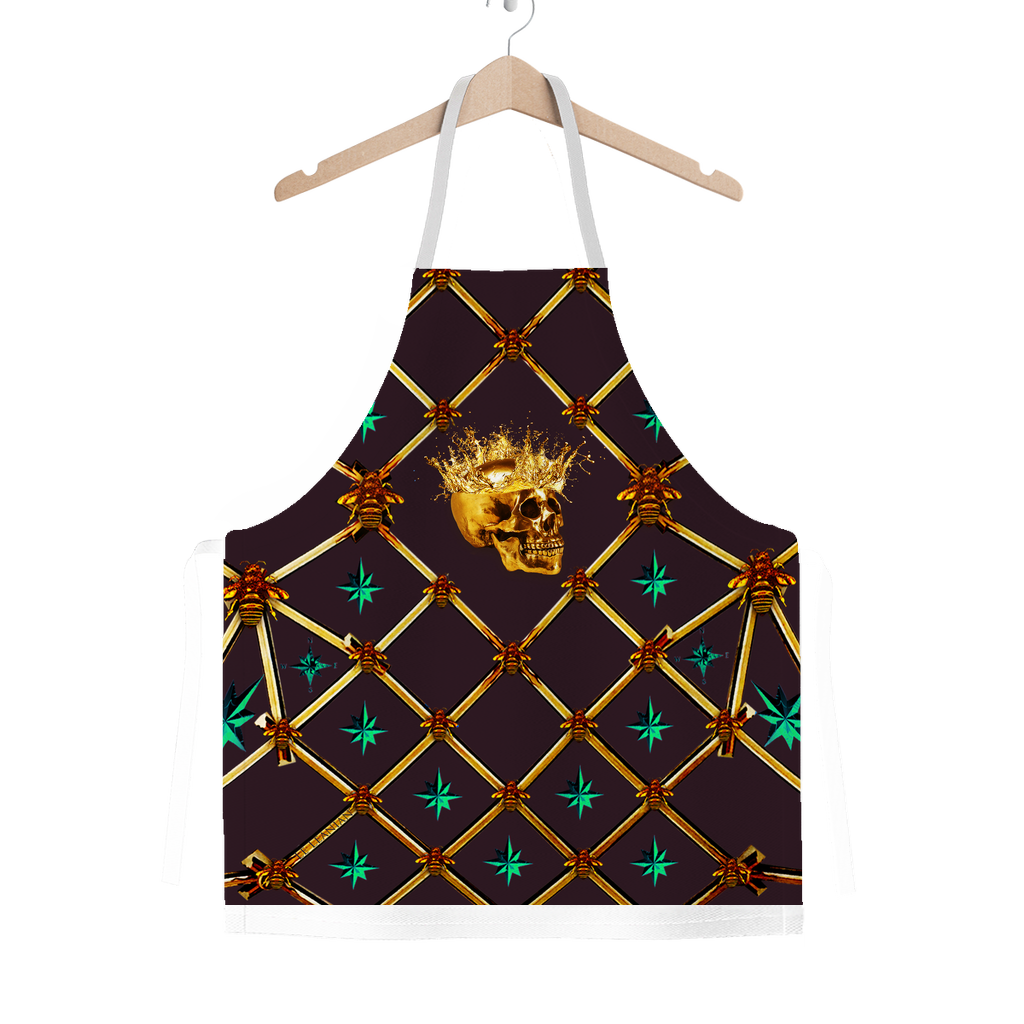 Skull Honeycomb & Jade Stars- Classic French Gothic Apron in Muted Eggplant Wine | Le Leanian™