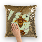 Versailles Queen Bee -French Gothic Sequin Pillow Case Throw Pillow- Pastel Green