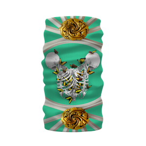 Versailles Gilded Divergence Golden Skull Whispers-French Gothic Neck Warmer- Morf Scarf in Bold Jade Teal | Le Leanian™