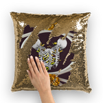 Versailles Gilded Skull Divergence Golden Whispers- French Gothic Sequin Pillowcase or Throw Pillow in Muted Eggplant Wine | Le Leanian™