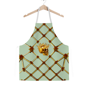 Gold Skull and Honey Bee- Classic Apron in Pastel Blue- Quail Egg Blue