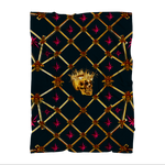 Skull & Magenta Stars- Classic French Gothic Fleece Blanket in Midnight Teal | Le Leanian™
