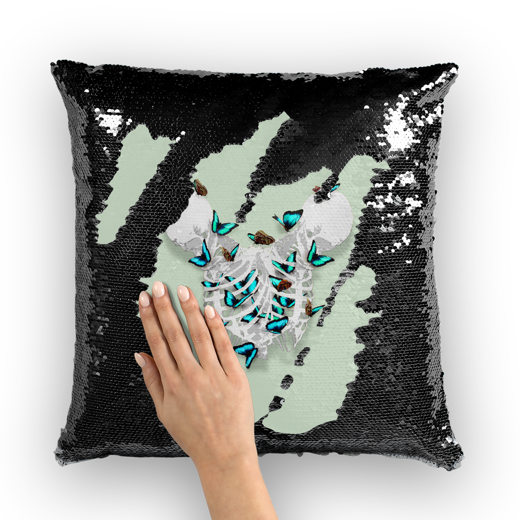 Versailles Whispers Teal Duality- French Gothic Sequin Pillowcase or Throw Pillow in Pastel | Le Leanian™
