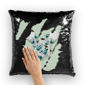 Versailles Whispers Teal Duality- French Gothic Sequin Pillowcase or Throw Pillow in Pastel | Le Leanian™