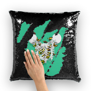 Versailles Divergence Golden Duality- French Gothic Sequin Pillowcase or Throw Pillow in Bold Jade Teal | Le Leanian™