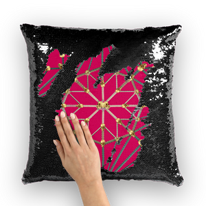 Skull Cathedral- French Gothic Sequin Pillowcase or Throw Pillow in Bold Fuchsia | Le Leanian™