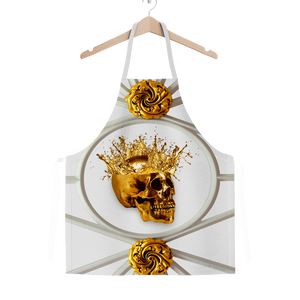 Golden Skull-French Gothic- Chic- Classic Apron in Lightest Gray- Gray