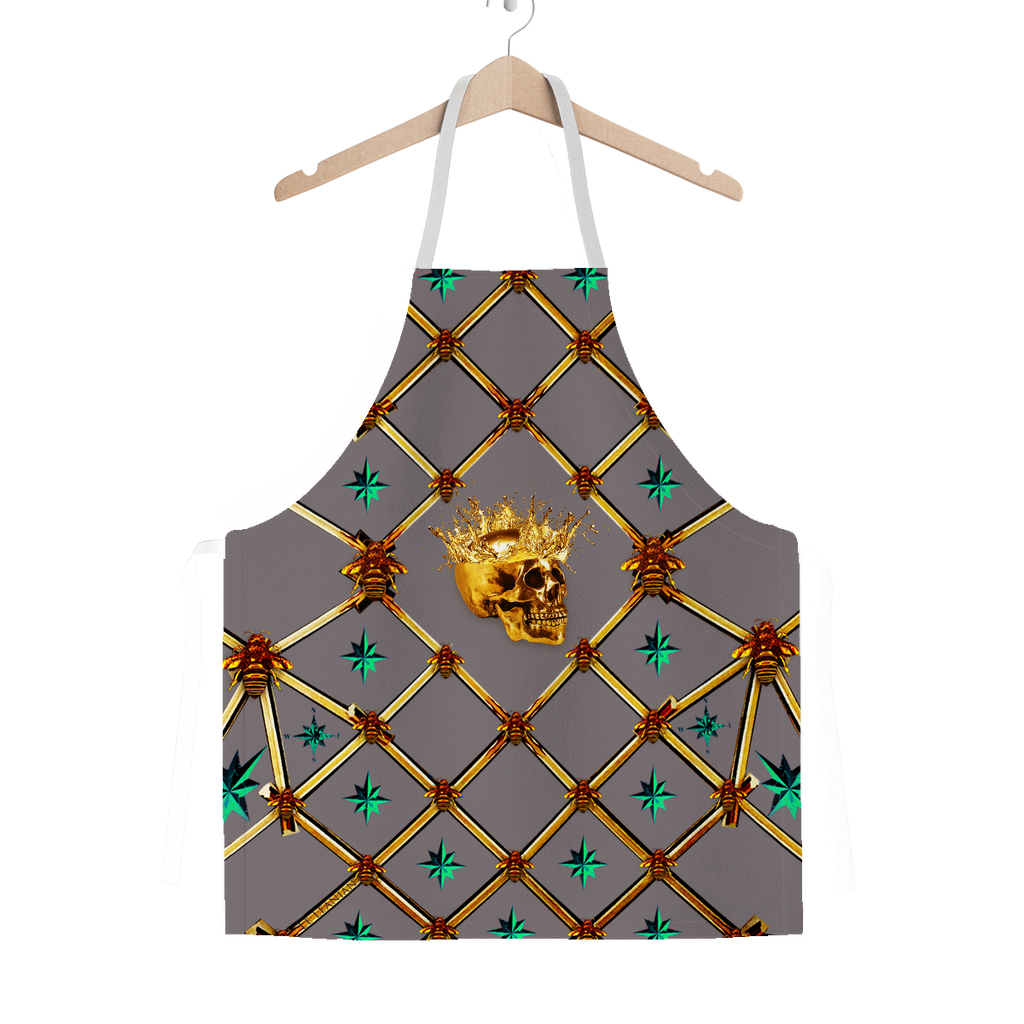 Skull Honeycomb & Jade Stars- Classic French Gothic Apron in Lavender Steel | Le Leanian™