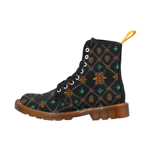 Bee Divergence Dark Ribs & Jade Stars- Women's French Gothic Combat  Boots in Back to Black | Le Leanian™