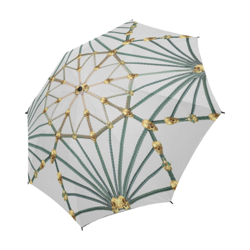 Gold Skull Cathedral-Custom Umbrella-Fashion Umbrella-French Country Chic- Goth Chic- Umbrella in Color Light Gray, Gray