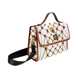 Skull and Honeycomb- Mini Brief Handbag in White | Le Leanian™