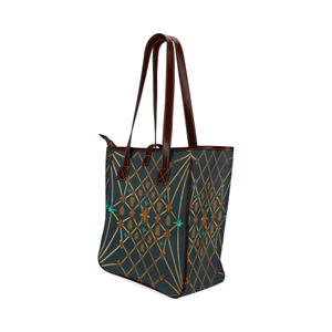 Gilded Bees & Ribs- Classic French Gothic Upscale Tote Bag in Midnight Teal | Le Leanian™