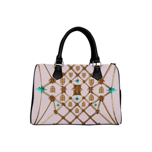 Gilded Bees & Ribs- French Gothic Boston Handbag in Nouveau Blush Taupe | Le Leanian™
