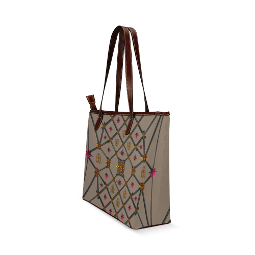 Bee Divergence Dark Ribs & Magenta Stars- Classic French Gothic Tote Bag in Cocoa Clay | Le Leanian™