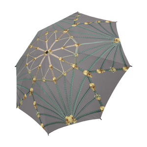 Skull Cathedral- Semi & Auto Foldable French Gothic Umbrella in Lavender Steel | Le Leanian™