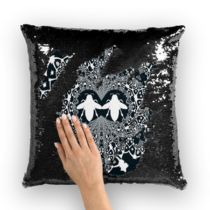 Baroque Hive Relieve- French Gothic Sequin Pillowcase or Throw Pillow in Midnight Teal | Le Leanian™
