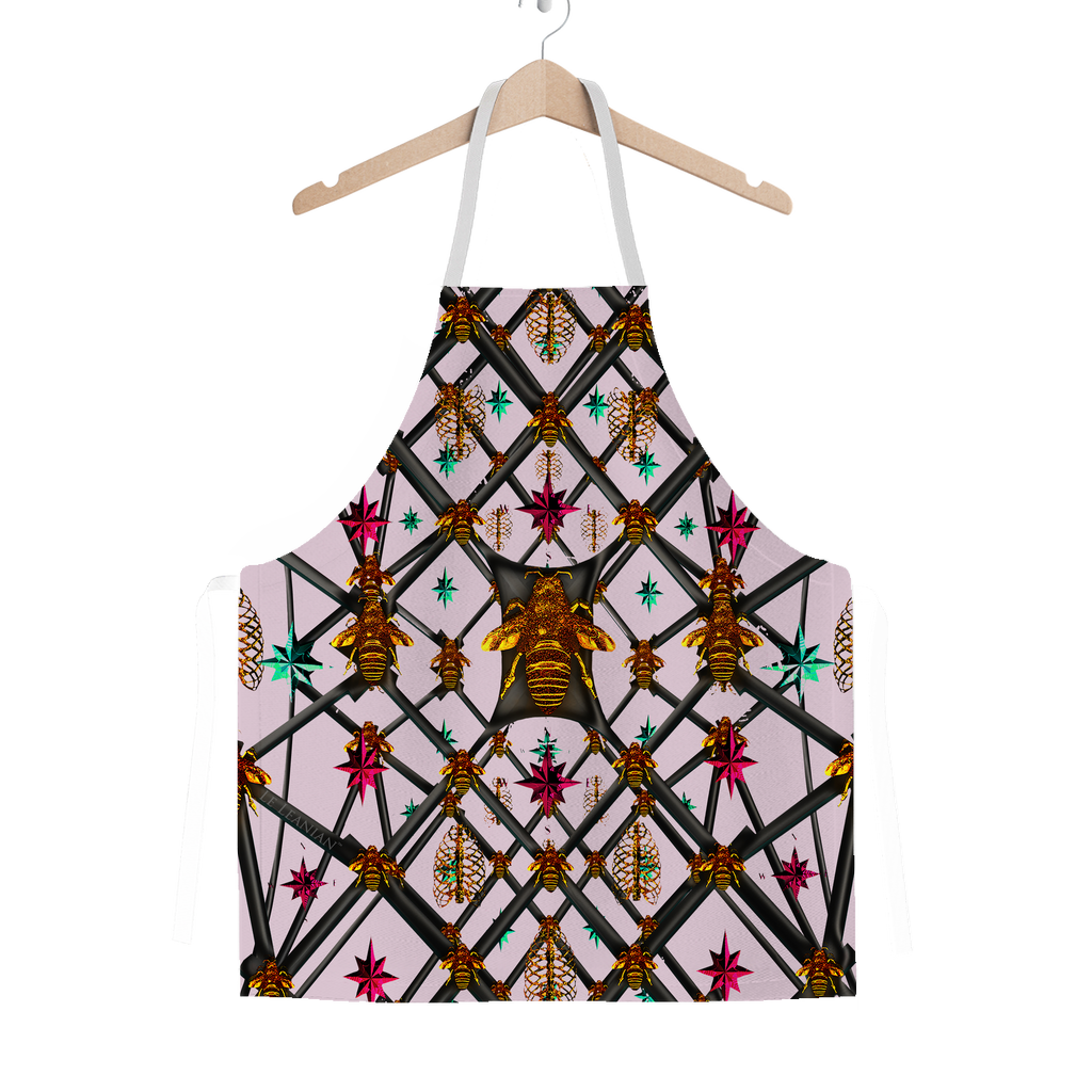 Classic Apron-ABSTRACT MULTI COLOR HONEY BEE PATTERN-Color PASTEL PINK