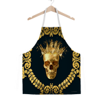 GOLD SKULL & GOLD WREATH-Classic APRON in Color NAVY BLUE