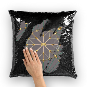 Skull Cathedral- French Gothic Sequin Pillowcase or Throw Pillow in Lavender Steel | Le Leanian™