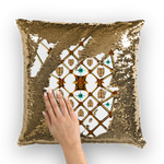 French Gothic Honey Bee & Rib Pattern-Sequin Pillowcase & Throw Pillow- White