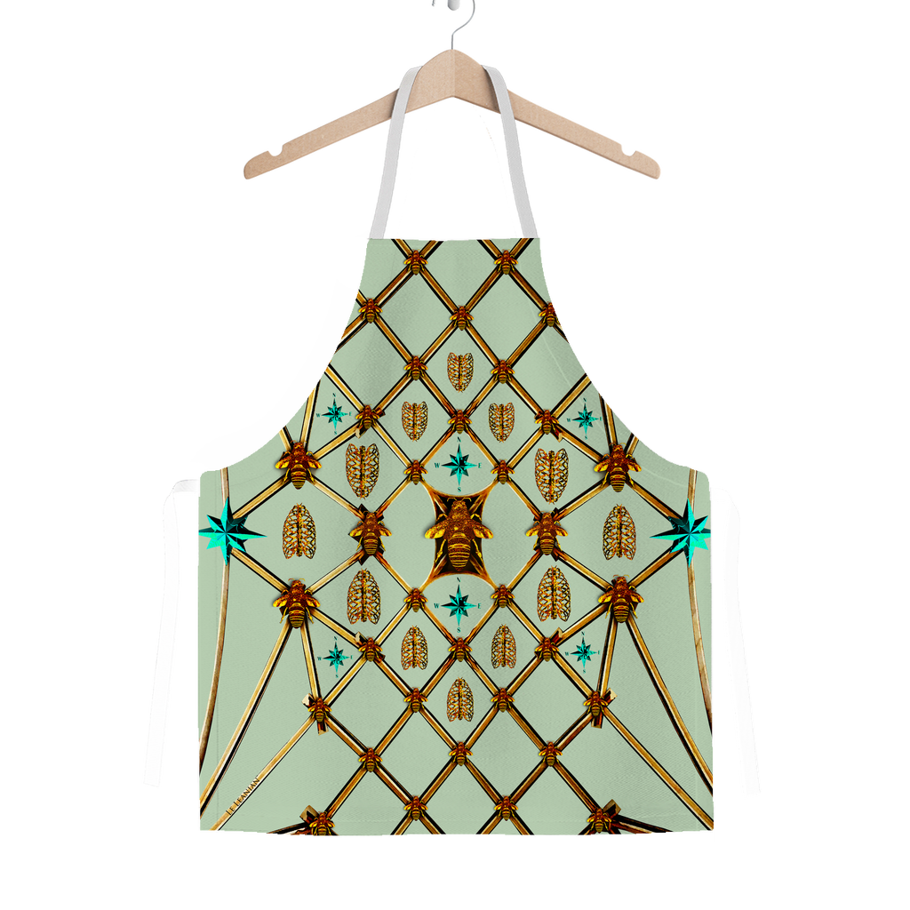 Gilded Ribs & Teal Stars- Classic French Gothic Apron in Pastel | Le Leanian™