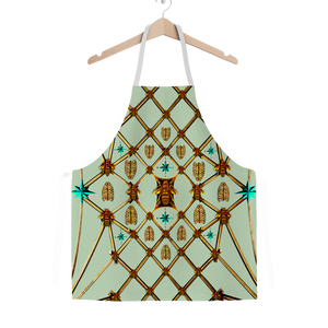 Gilded Ribs & Teal Stars- Classic French Gothic Apron in Pastel | Le Leanian™